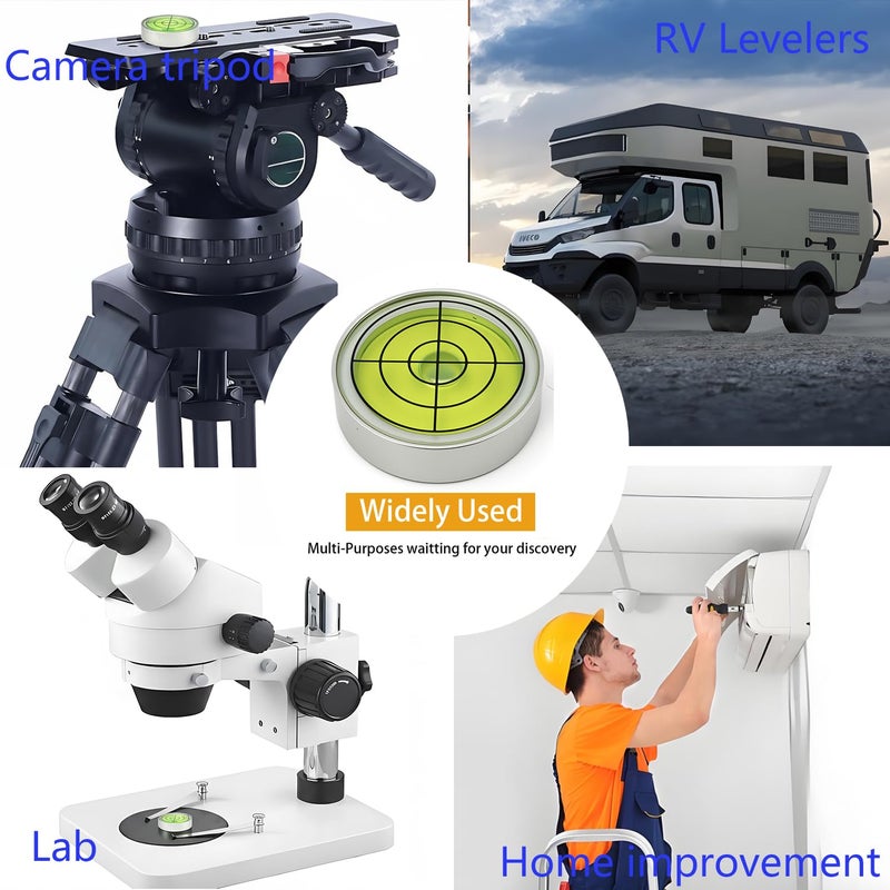 Preamer 1.2" Small Bullseye Bubble Level, Alloy Metal Small Level Bubble Horizontal Rv Leveling Round Bubble Spirit level for Tripod RV Ball Head, High Accuracy 30' /2mm - Image 3